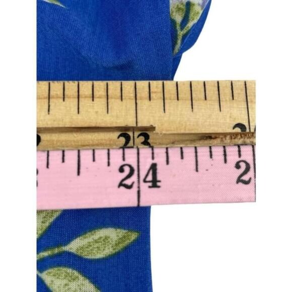 Lily Morgan Shirt Womens 1X Blue Floral Quarter Zip Collared Blouse - Picture 5 of 8